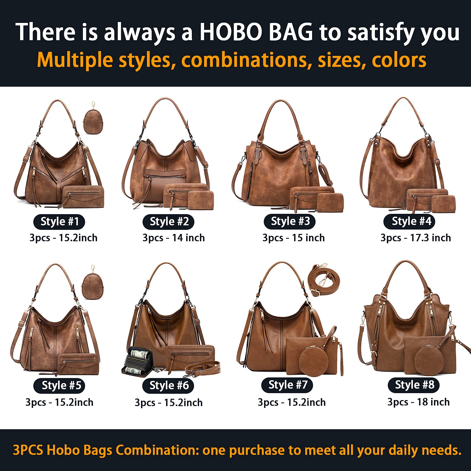 Lapsting Boho Faux Leather Hobo Shoulder Bag
