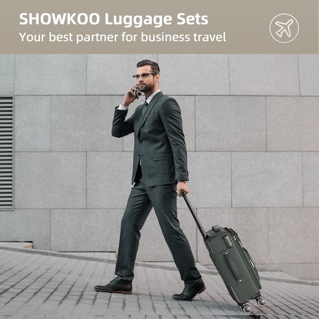 SHOWKOO Armygreen 3-Piece Expandable Luggage Set - Luggage Travel Bags by Handbags Specialist Headquarter | Available at Handbags Specialist Headquarter