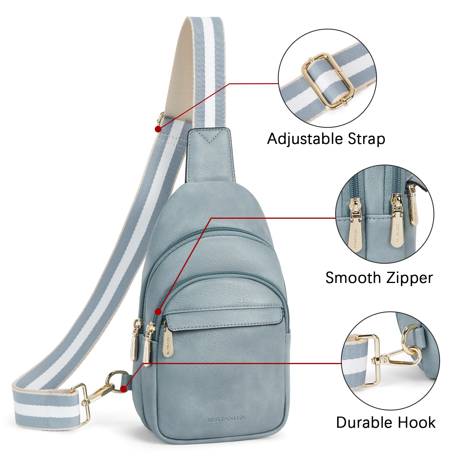 BOSTANTEN Chic Leather Crossbody Sling Bag -  by Handbags Specialist Headquarter | Available at Handbags Specialist Headquarter