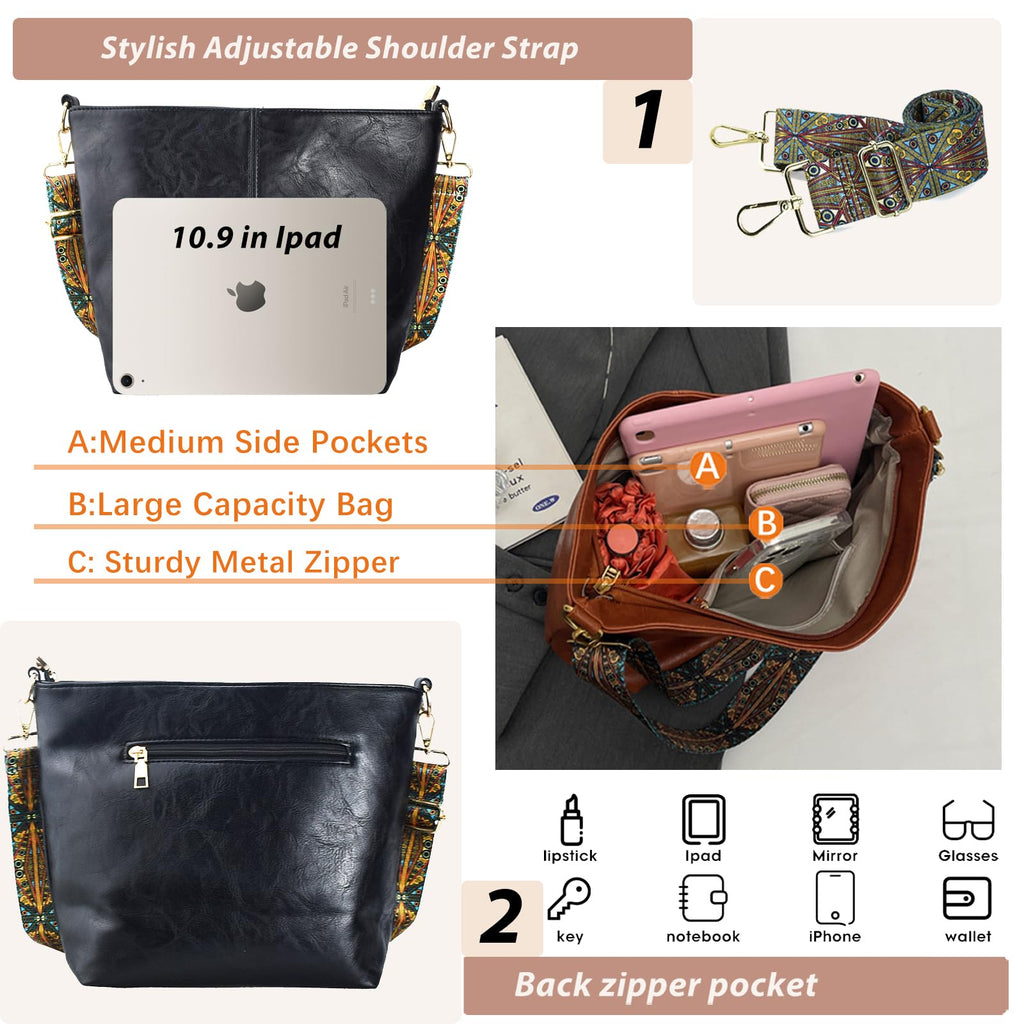 ChicHobo Vegan Leather Crossbody Bag with Strap -  by Handbags Specialist Headquarter | Available at Handbags Specialist Headquarter