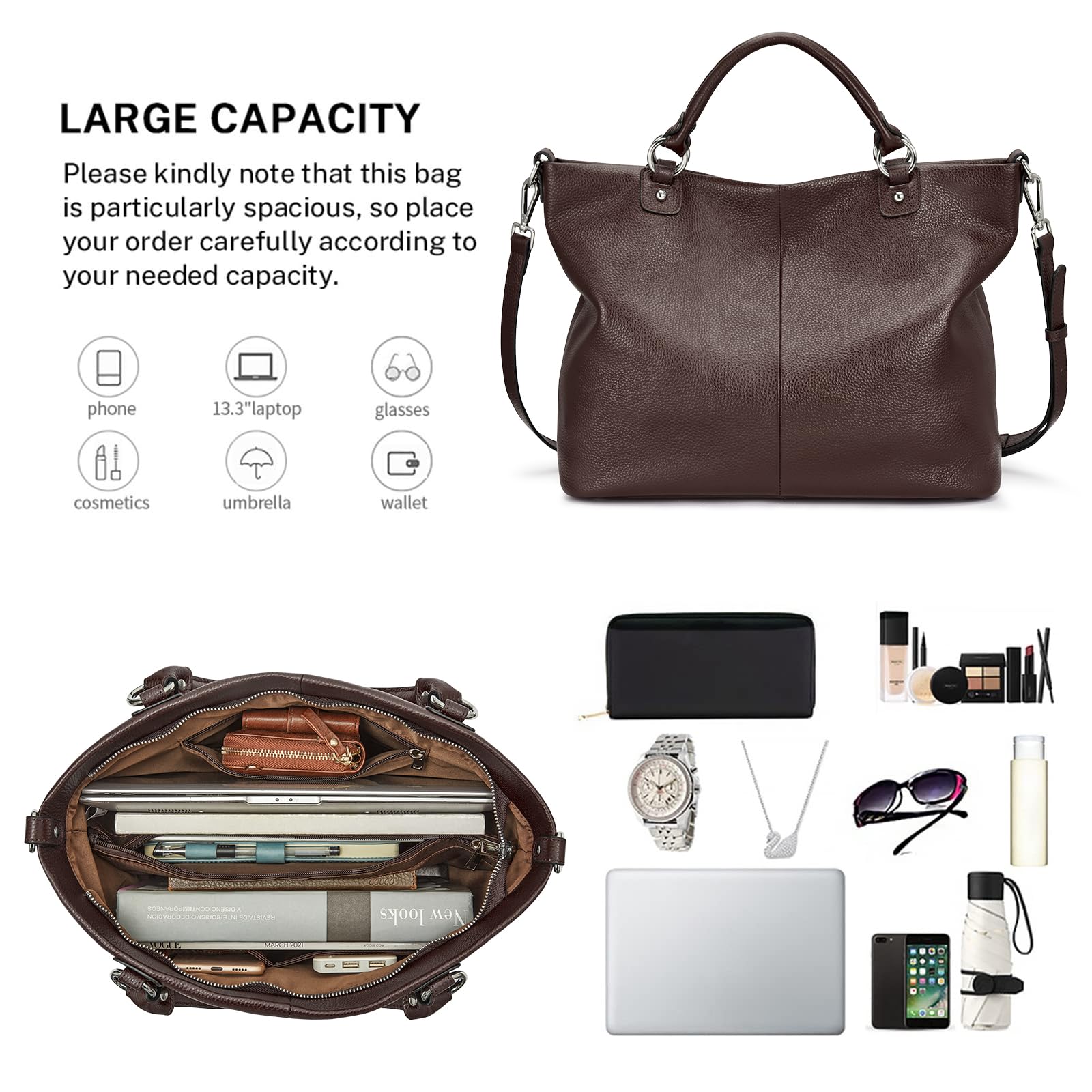 Kattee Women's Leather Tote Bag