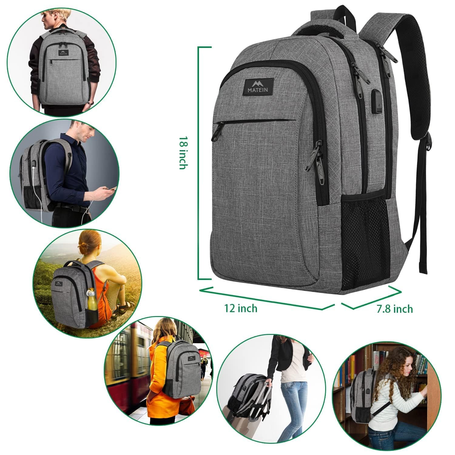 MATEIN SleekGuard Laptop Backpack with USB Port - Backpack Bags by Handbags Specialist Headquarter | Available at Handbags Specialist Headquarter