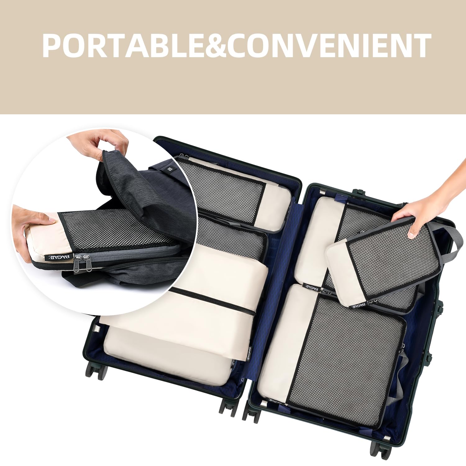 BAGAIL Expandable Travel Compression Cubes Set -  by Handbags Specialist Headquarter | Available at Handbags Specialist Headquarter