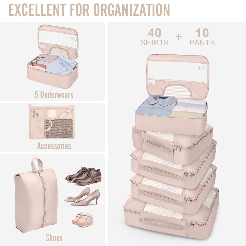 Veken Travel Cubes - 8 Piece Set - Luggage Travel Bags by Handbags Specialist Headquarter | Available at Handbags Specialist Headquarter