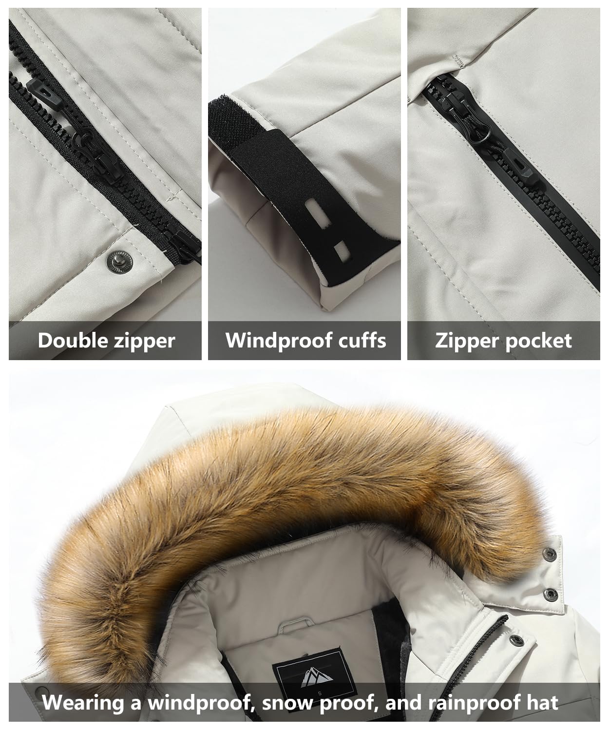 Men's Waterproof Warm Ski Snow Jacket Parka