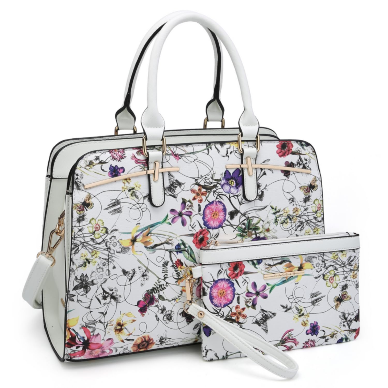 Women’s 2pc Tote & Wallet Handbag Set with 3 Compartments