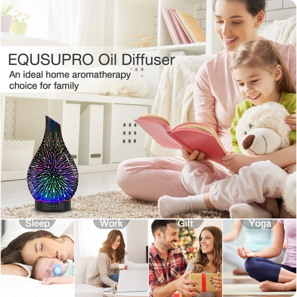 SereneMist Glass: 120ml 7-Color Aromatherapy Diffuser