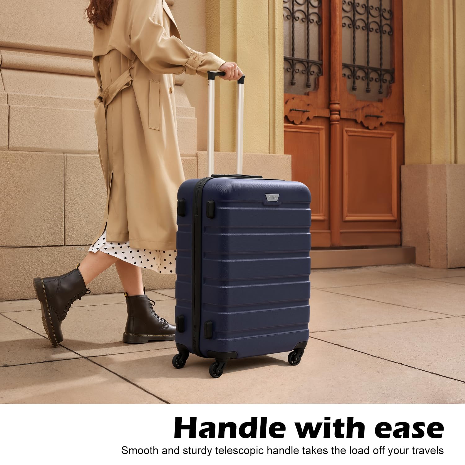 Coolife 3-Piece Hardshell Luggage Set - Navy
