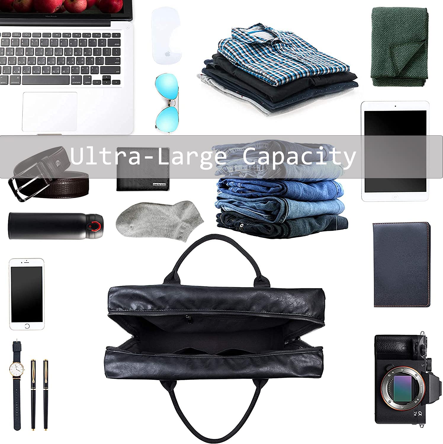 Seyfocnia Oversized Waterproof Leather Duffle Bag