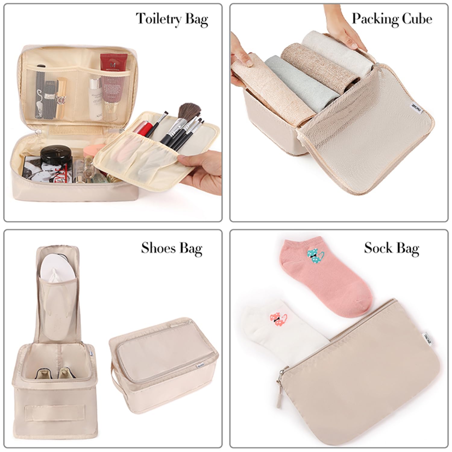 TravelMate 8-Piece Packing Cubes - Luggage Travel Bags by Handbags Specialist Headquarter | Available at Handbags Specialist Headquarter