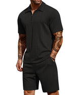 COOFANDY Men's 2 Piece Polo Shirt & Shorts Set