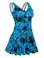 Plus Size Floral Shaping One Piece Swim Dress