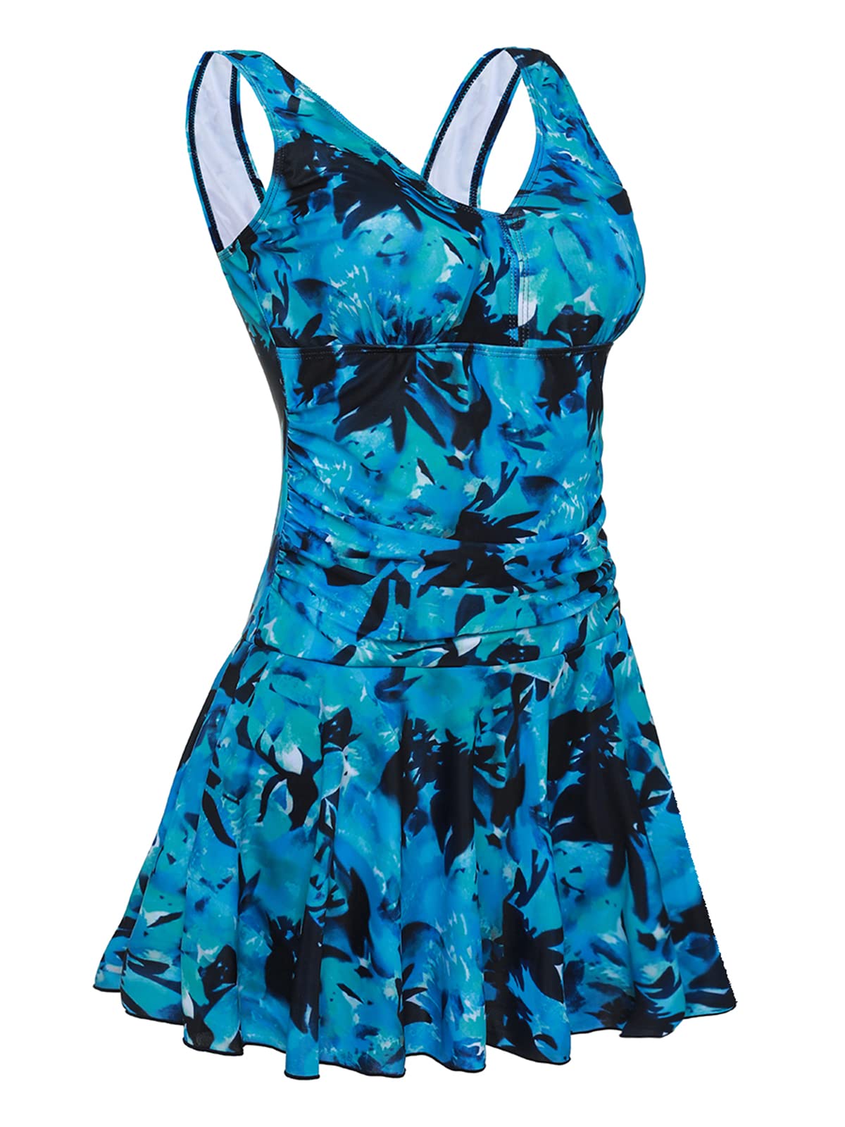 Plus Size Floral Shaping One Piece Swim Dress