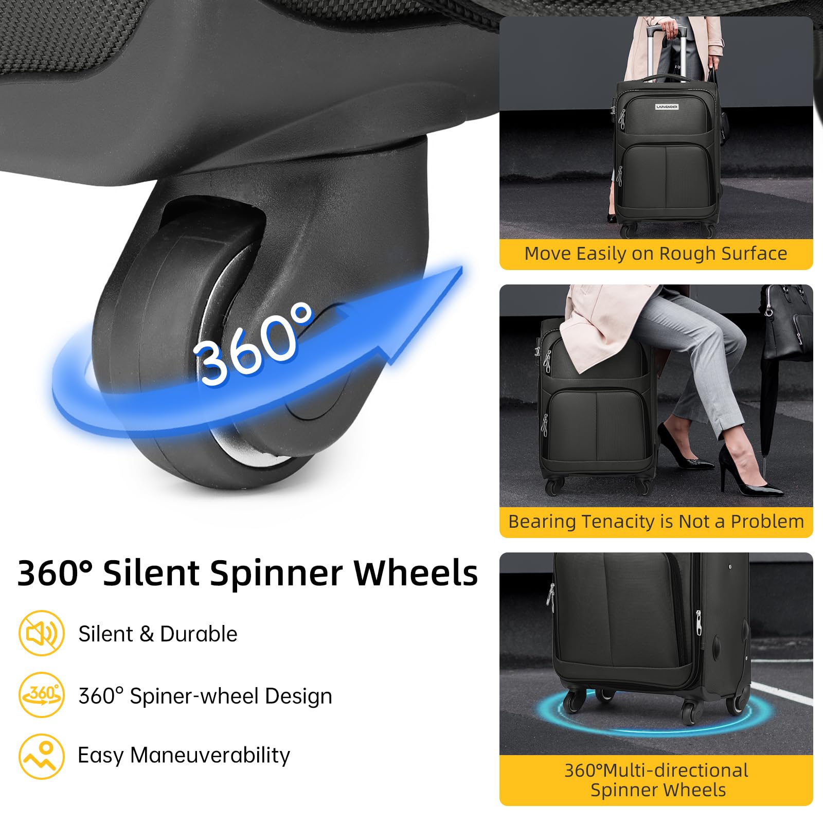 LARVENDER Expandable 5-Piece Spinner Luggage Set -  by Handbags Specialist Headquarter | Available at Handbags Specialist Headquarter