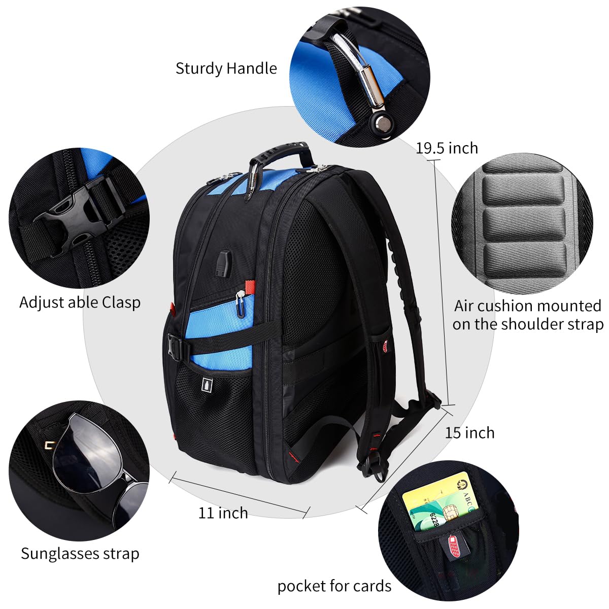 SHRRADOO 50L USB Travel Laptop Backpack - Airline Approved - Backpack Bags by Handbags Specialist Headquarter | Available at Handbags Specialist Headquarter