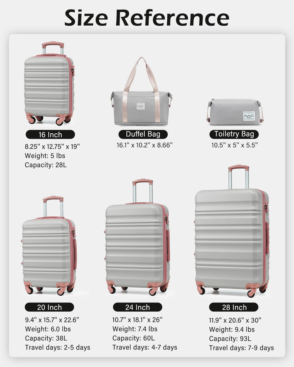 VoyagePro 6-Piece Hardshell Luggage Set - Luggage Travel Bags by Handbags Specialist Headquarter | Available at Handbags Specialist Headquarter