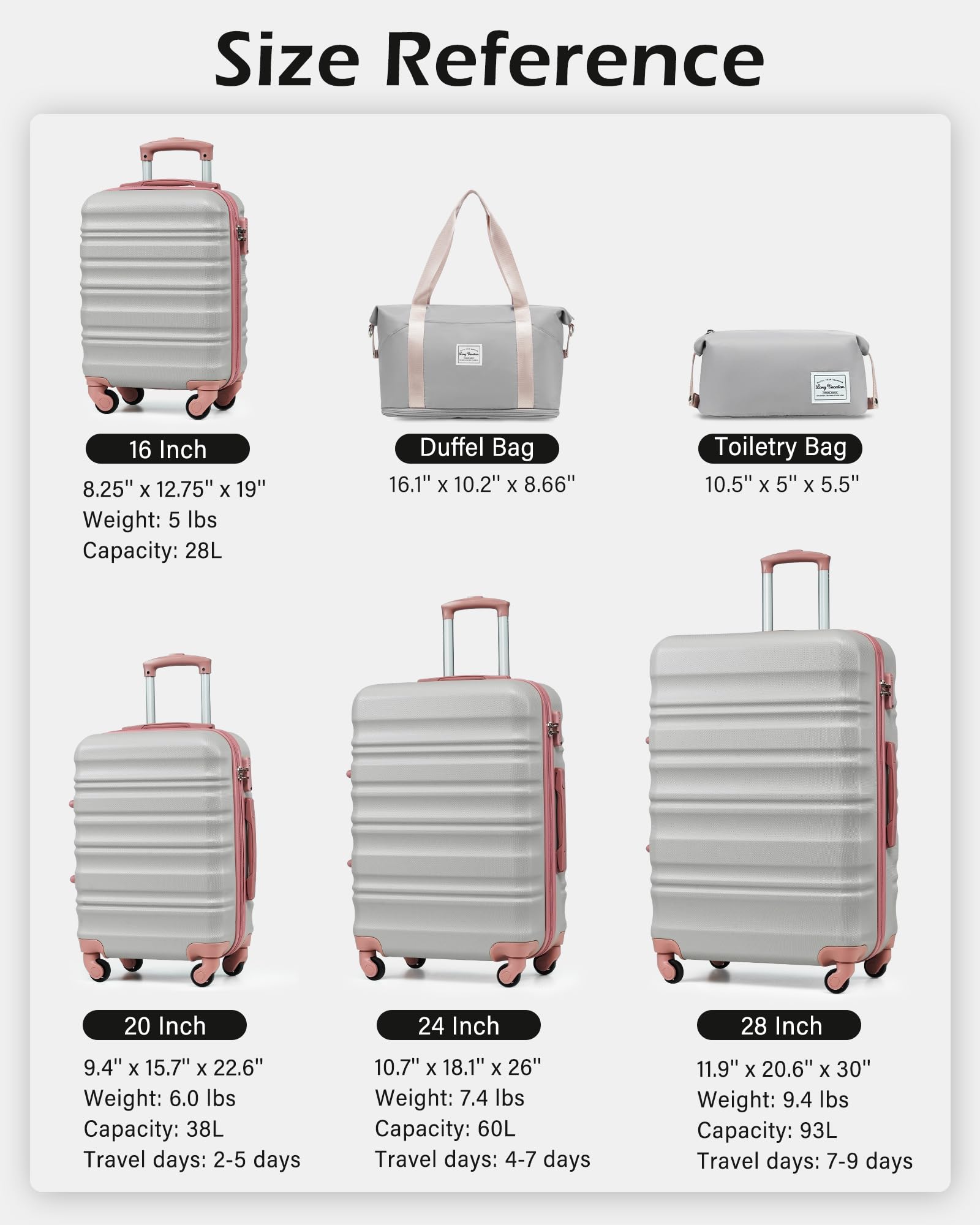 VoyagePro 6-Piece Hardshell Luggage Set - Luggage Travel Bags by Handbags Specialist Headquarter | Available at Handbags Specialist Headquarter