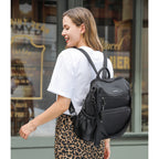 DUO-TONE Luxe Women's Leather Travel Backpack - Backpack Bags by Handbags Specialist Headquarter | Available at Handbags Specialist Headquarter