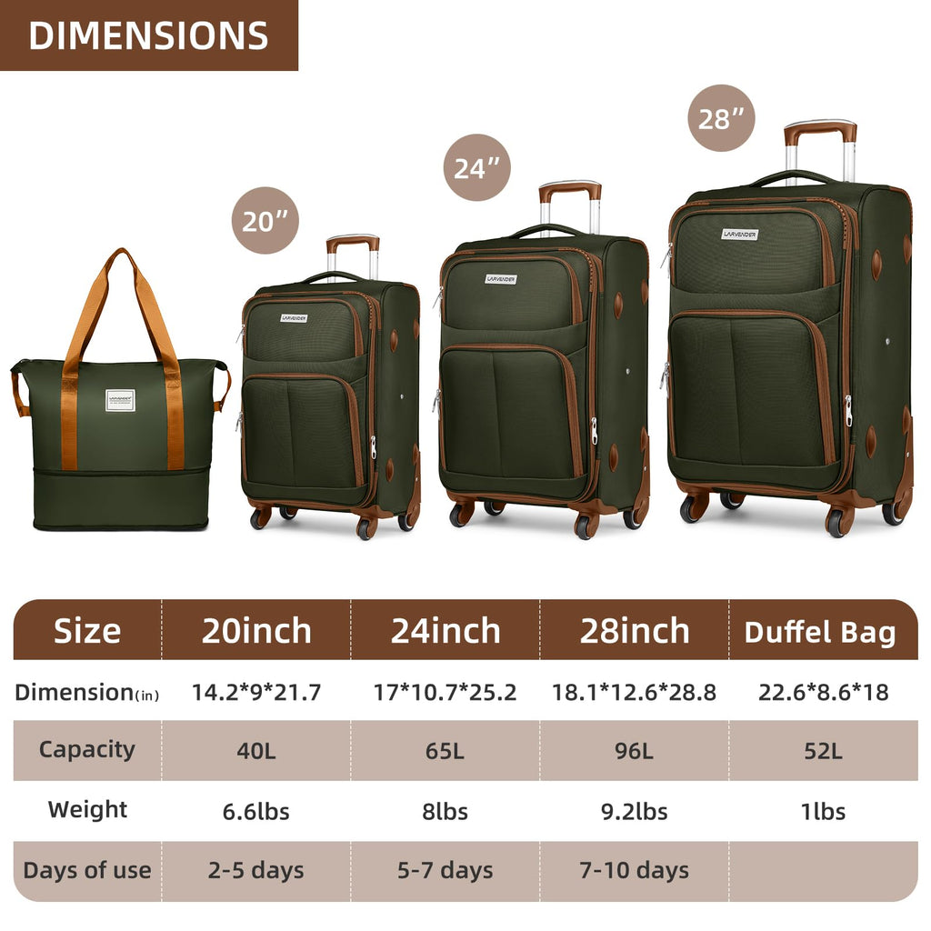 LARVENDER Expandable 5-Piece Spinner Luggage Set -  by Handbags Specialist Headquarter | Available at Handbags Specialist Headquarter