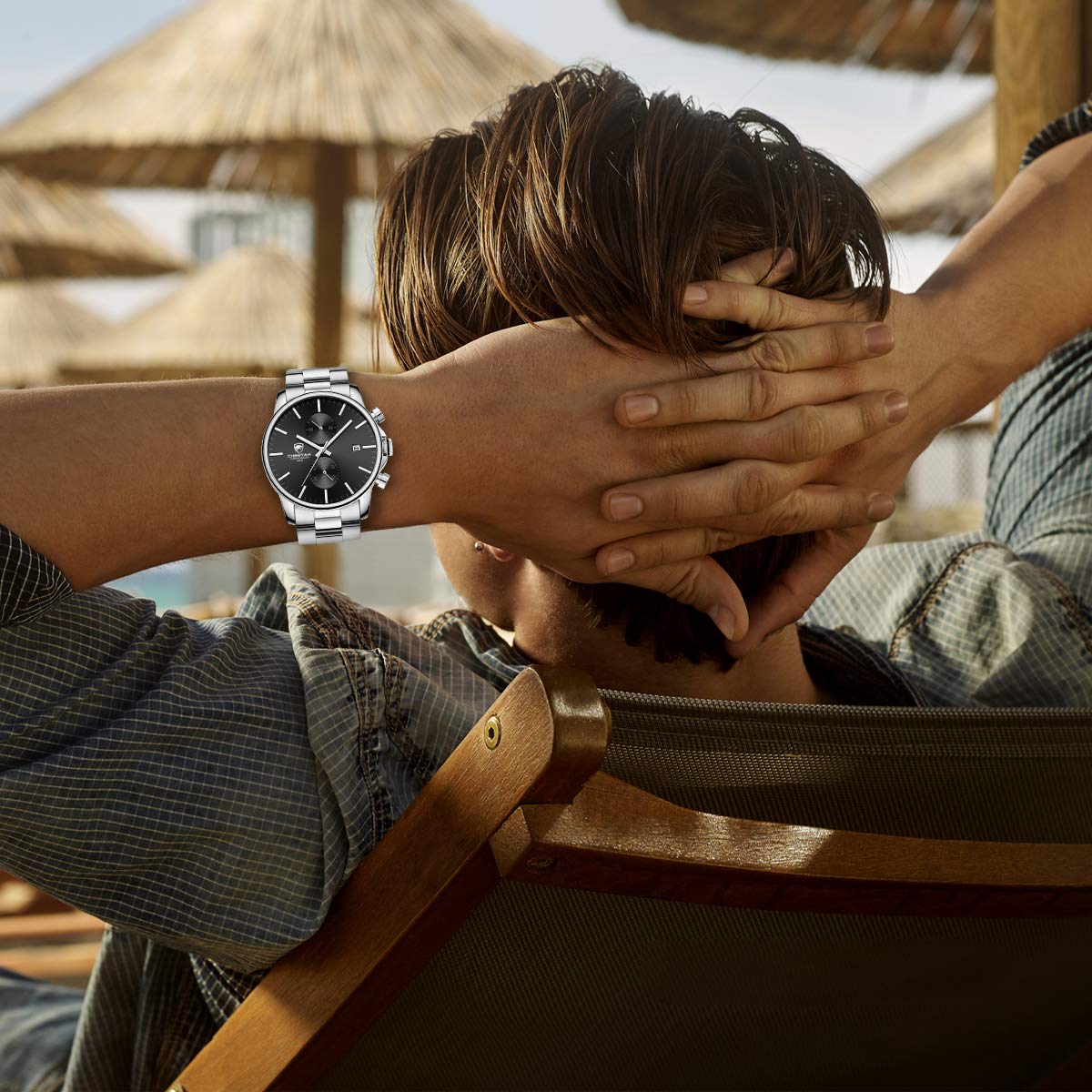 Golden Hour Elite Chrono Steel Men’s Quartz Watch