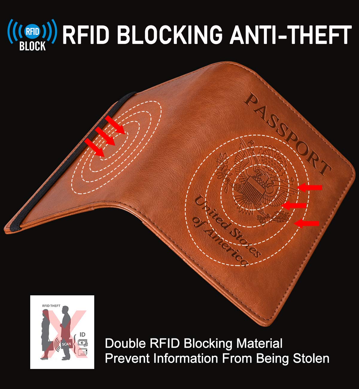 HerriaT RFID Leather Passport Wallet - Gray -  by Handbags Specialist Headquarter | Available at Handbags Specialist Headquarter