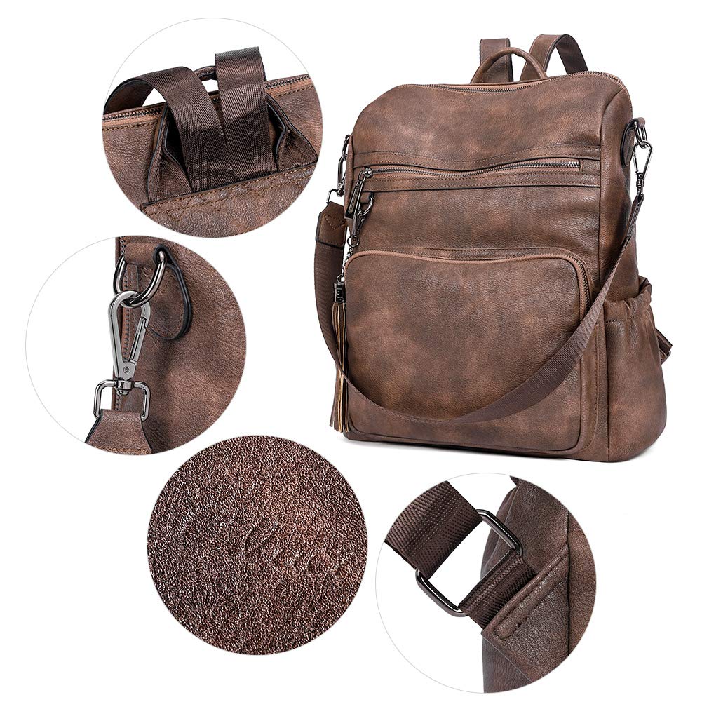 DUO-TONE Luxe Women's Leather Travel Backpack - Backpack Bags by Handbags Specialist Headquarter | Available at Handbags Specialist Headquarter