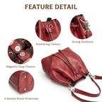 S-ZONE Luxe Leather Drawstring Bucket Bag -  by Handbags Specialist Headquarter | Available at Handbags Specialist Headquarter