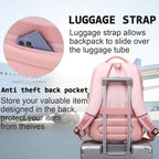 Volher Anti-Theft USB Laptop Backpack - Rose Red