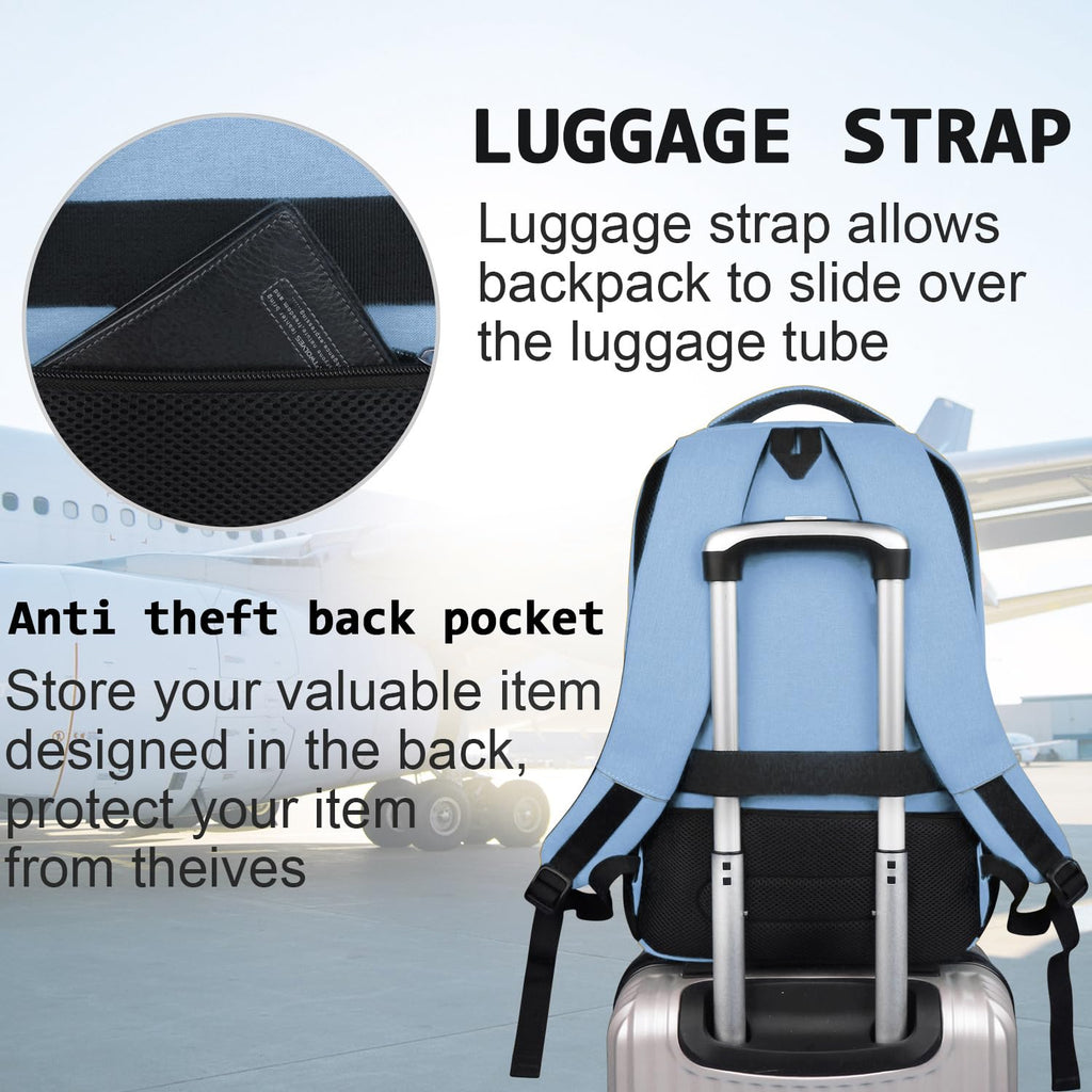 Volher Anti-Theft USB Laptop Backpack - Rose Red