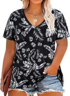 Floral V-Neck Plus Size Tunic Tops for Women - Women's T Shirts by Handbags Specialist Headquarter | Available at Handbags Specialist Headquarter