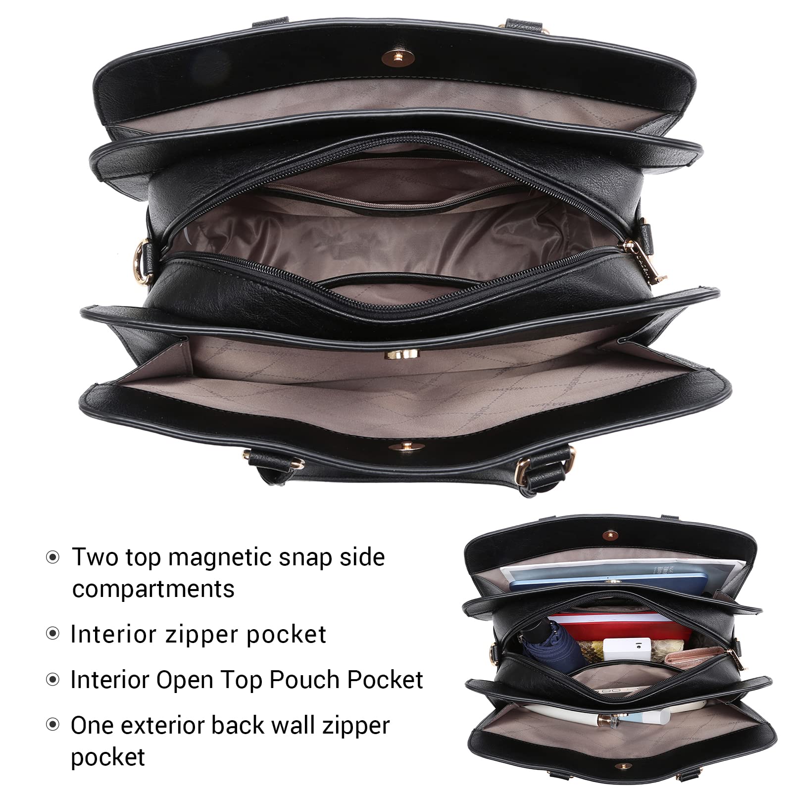 Women’s 2pc Tote & Wallet Handbag Set with 3 Compartments