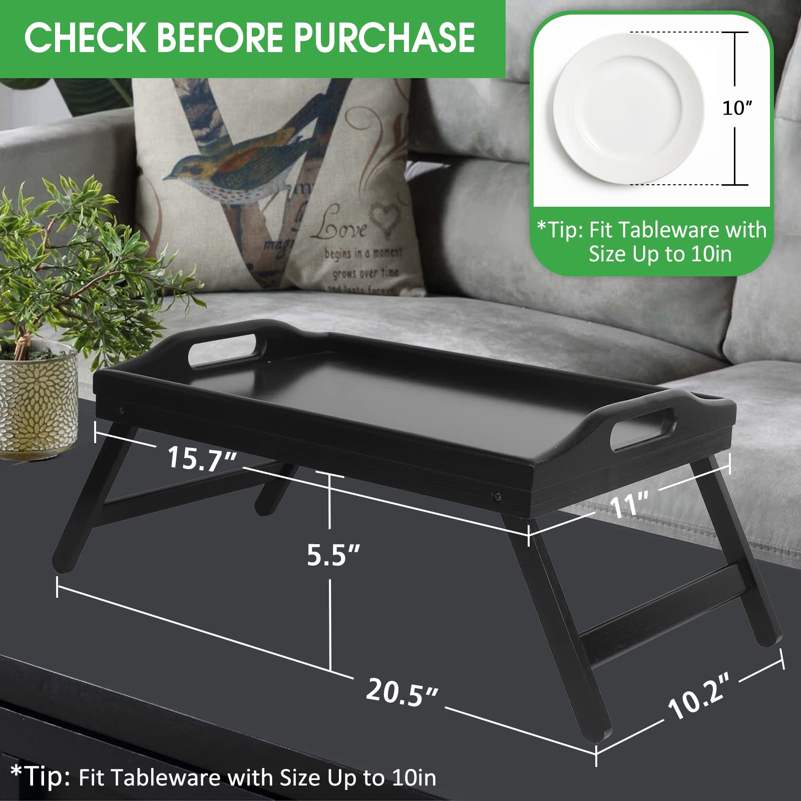 Artmeer Bamboo Foldable Bed & Laptop Tray - 2 Pack - Decor by Handbags Specialist Headquarter | Available at Handbags Specialist Headquarter