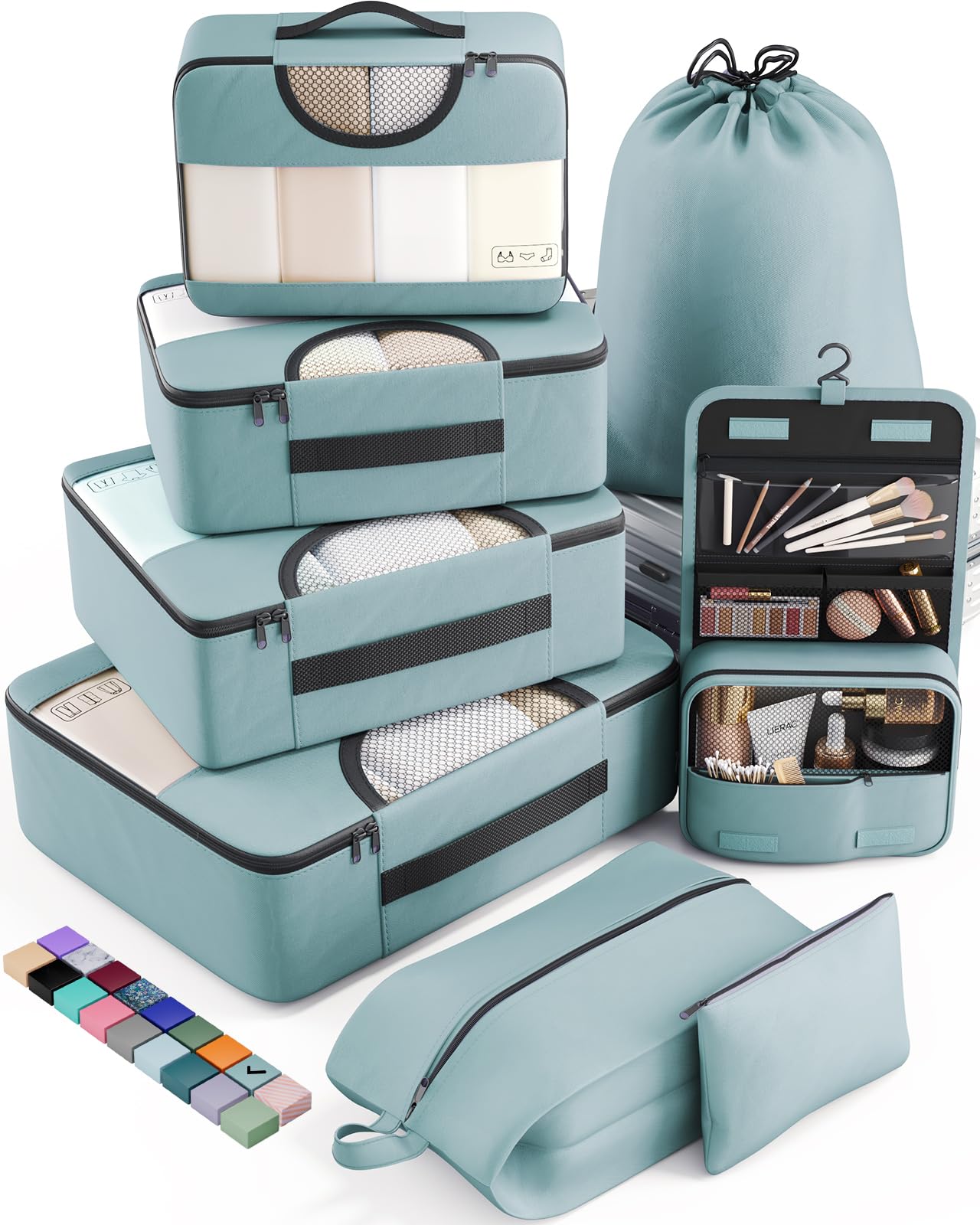 Veken Travel Cubes - 8 Piece Set - Luggage Travel Bags by Handbags Specialist Headquarter | Available at Handbags Specialist Headquarter