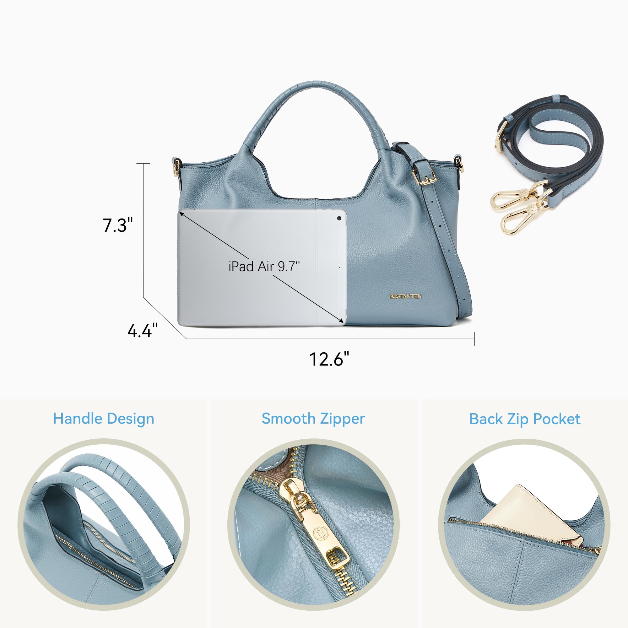 BOSTANTEN Leather Satchel Crossbody Handbag for Women