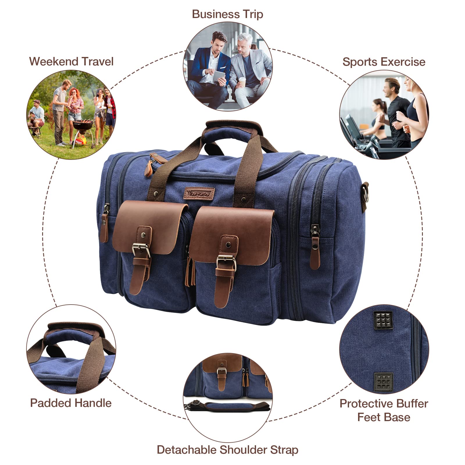 Wildroad 50L Waxed Canvas Waterproof Duffle Bag