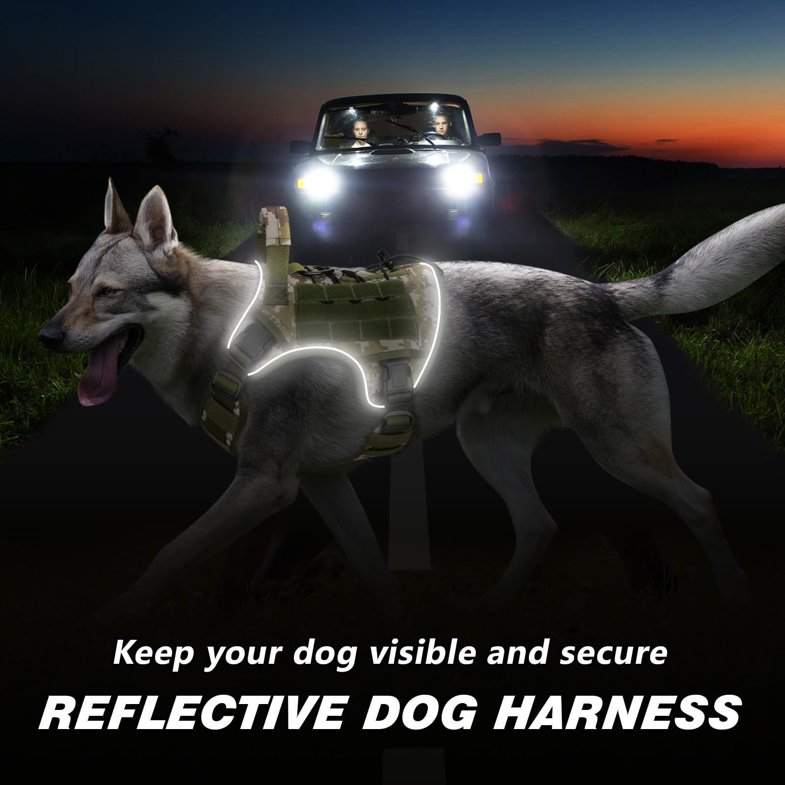 GuardianGrip Tactical Dog Vest - Large, Reflective, Green -  by Handbags Specialist Headquarter | Available at Handbags Specialist Headquarter