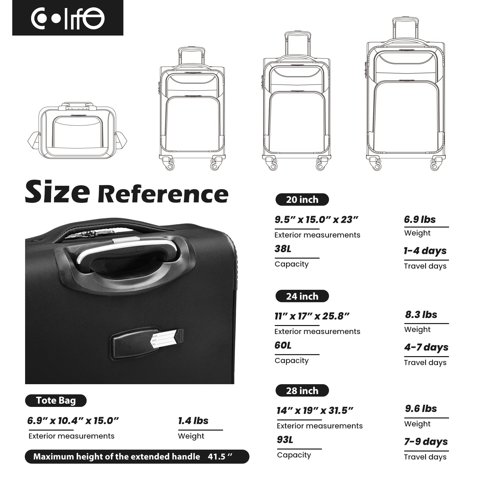 Coolife 4-Piece Softshell Spinner Luggage Set -  by Handbags Specialist Headquarter | Available at Handbags Specialist Headquarter