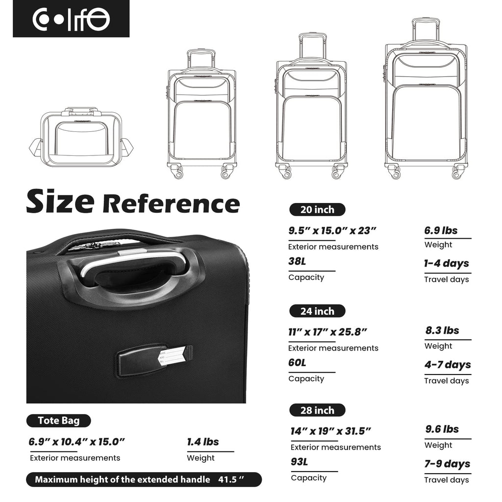 Coolife 4-Piece Softshell Spinner Luggage Set -  by Handbags Specialist Headquarter | Available at Handbags Specialist Headquarter