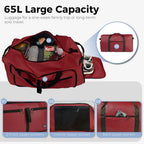 Foldable 65L Duffle Bag with Shoe Compartment