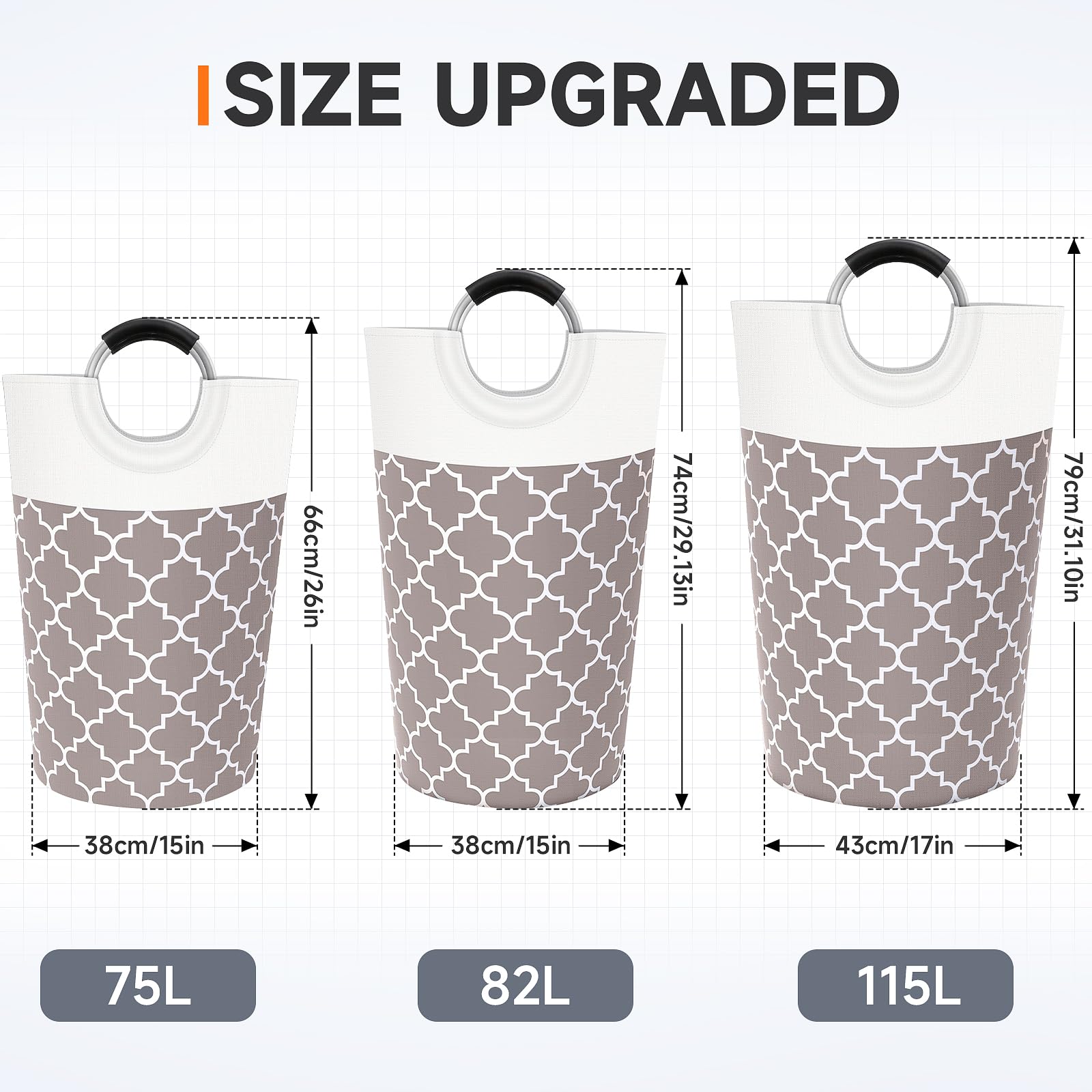 Collapsible Hamper Bag - Grey - Laundry Baskets by Handbags Specialist Headquarter | Available at Handbags Specialist Headquarter