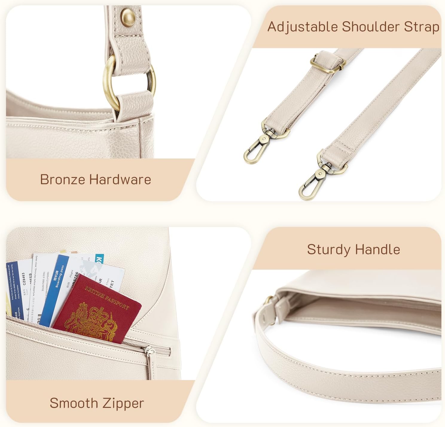 Pocket Zipper Hobo Bag - Hobo Bags by Handbags Specialist Headquarter | Available at Handbags Specialist Headquarter