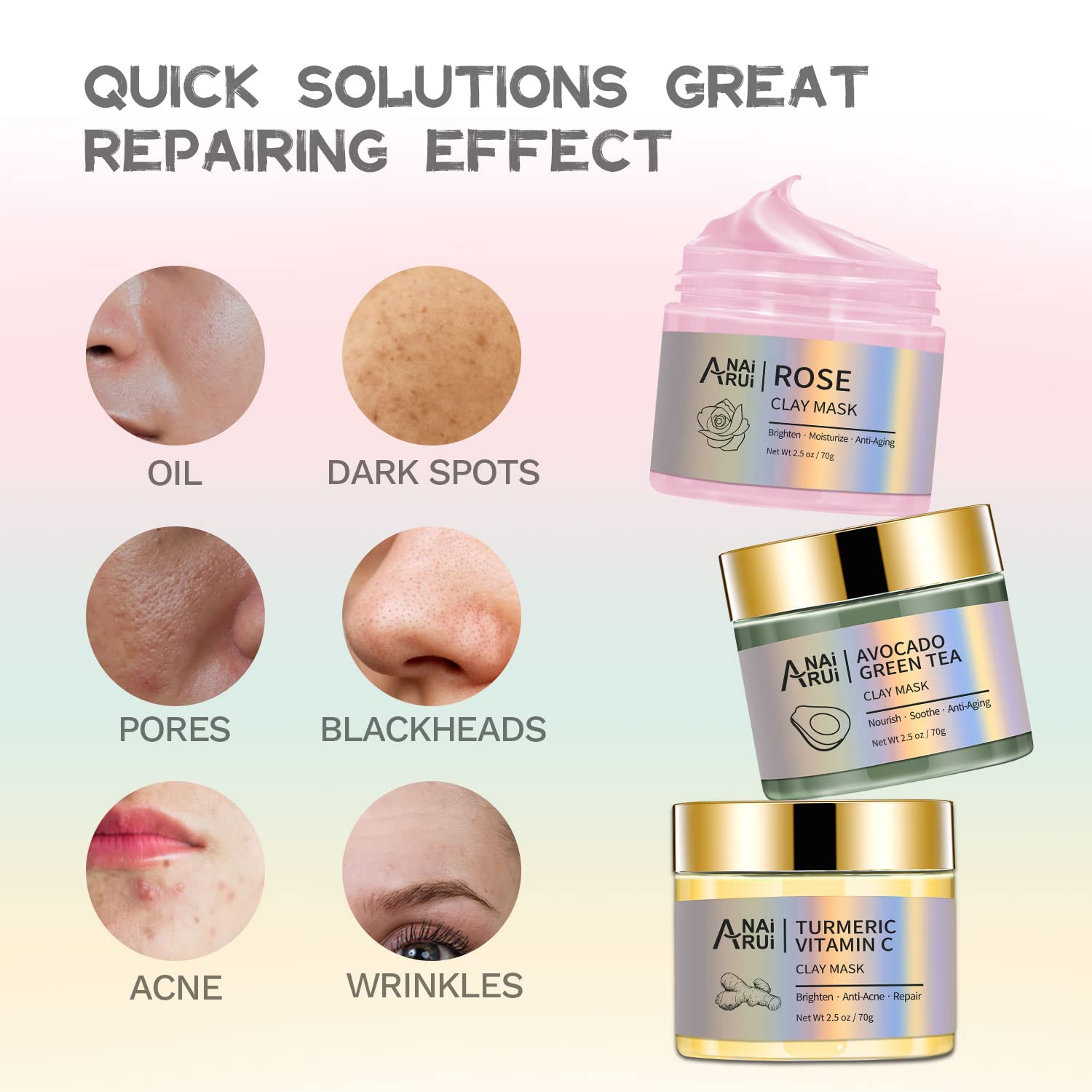 RadiantGlow Trio: Turmeric, Green Tea & Mud Mask Set -  by Handbags Specialist Headquarter | Available at Handbags Specialist Headquarter