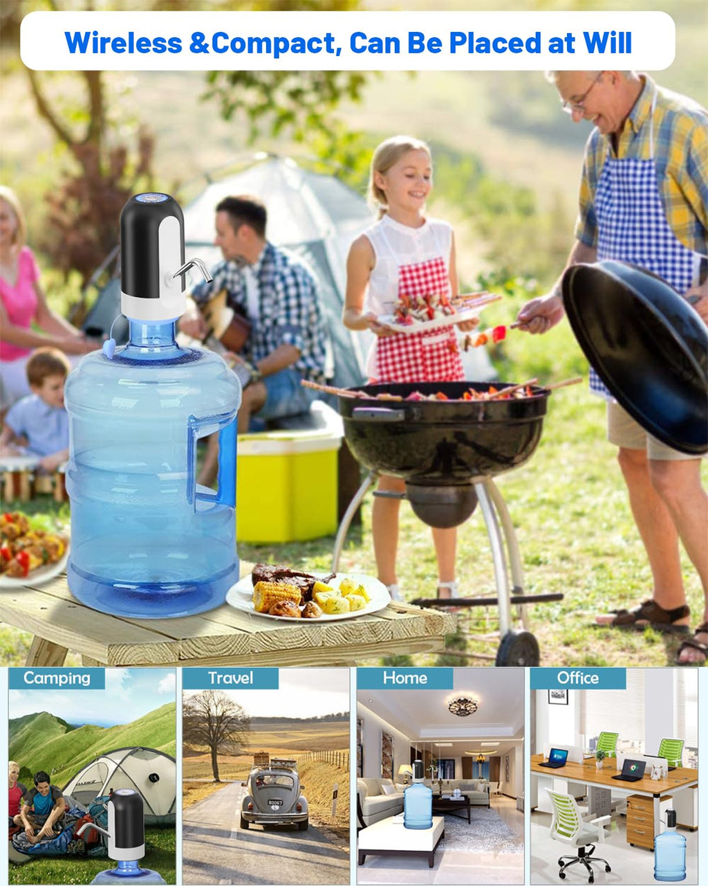 Portable USB Water Dispenser for 3-5 Gallon Bottles