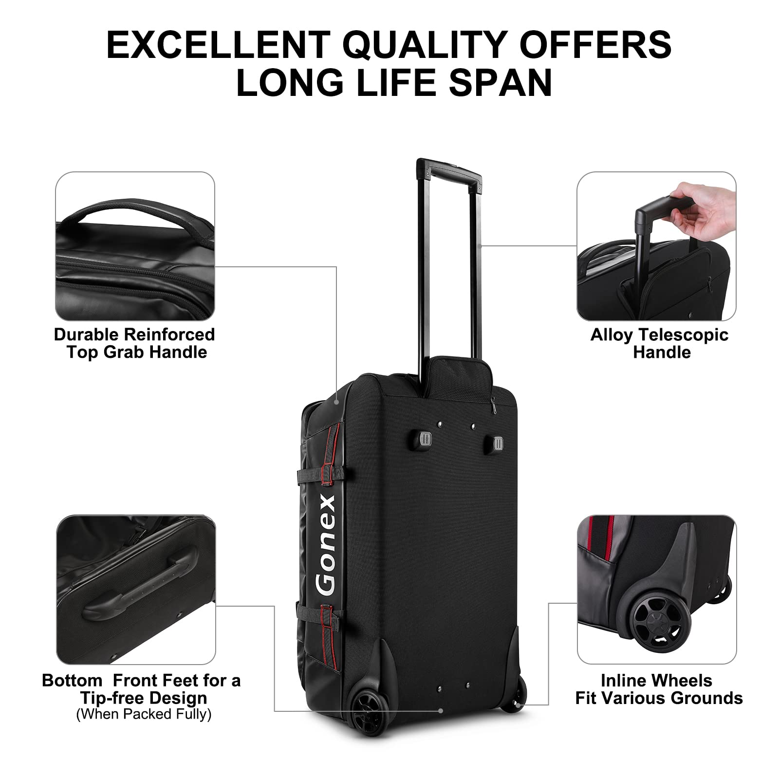 Gonex 70L Wheeled Duffle - Olive Green Travel Bag -  by Handbags Specialist Headquarter | Available at Handbags Specialist Headquarter