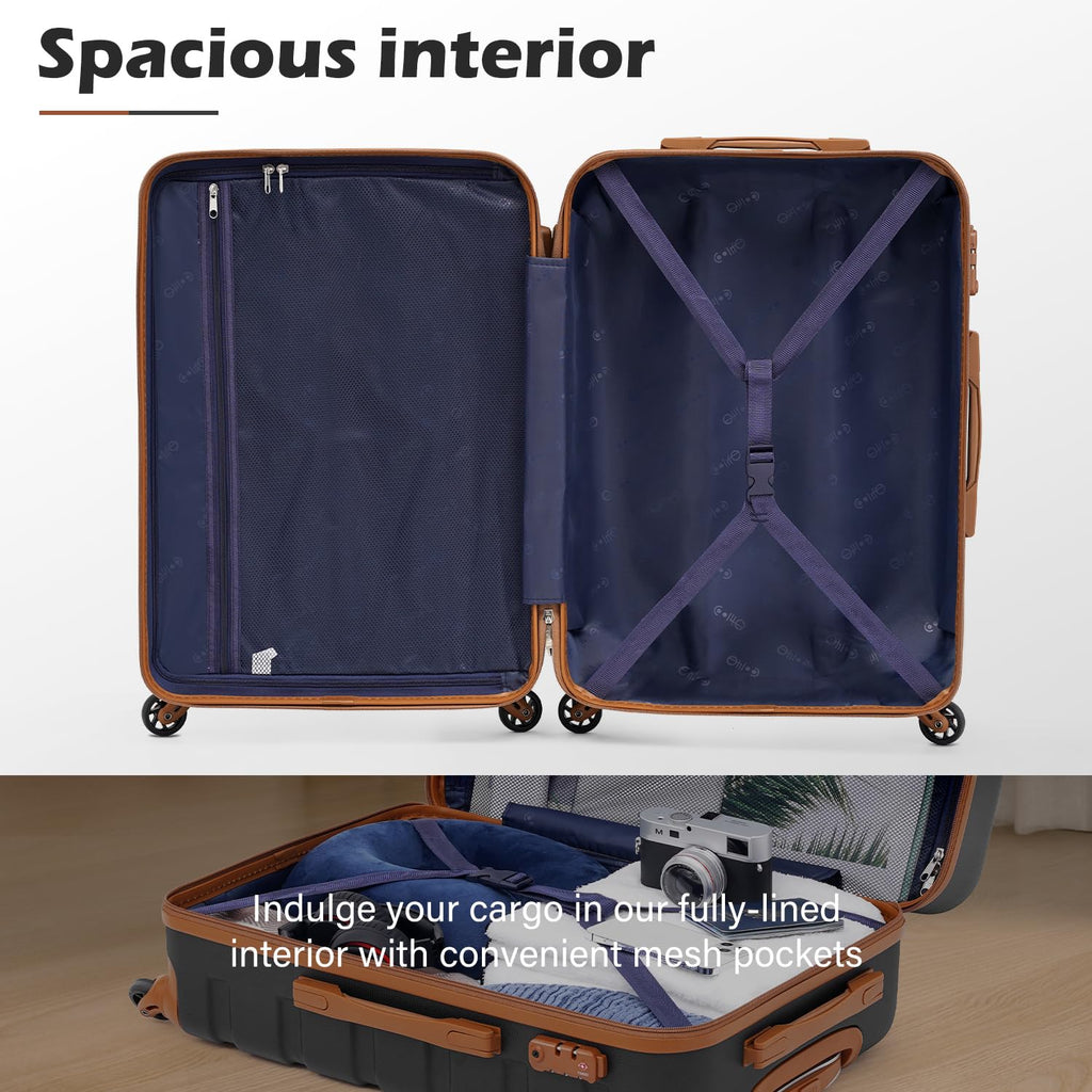 Coolife 3-Piece Hardshell Luggage Set - Navy