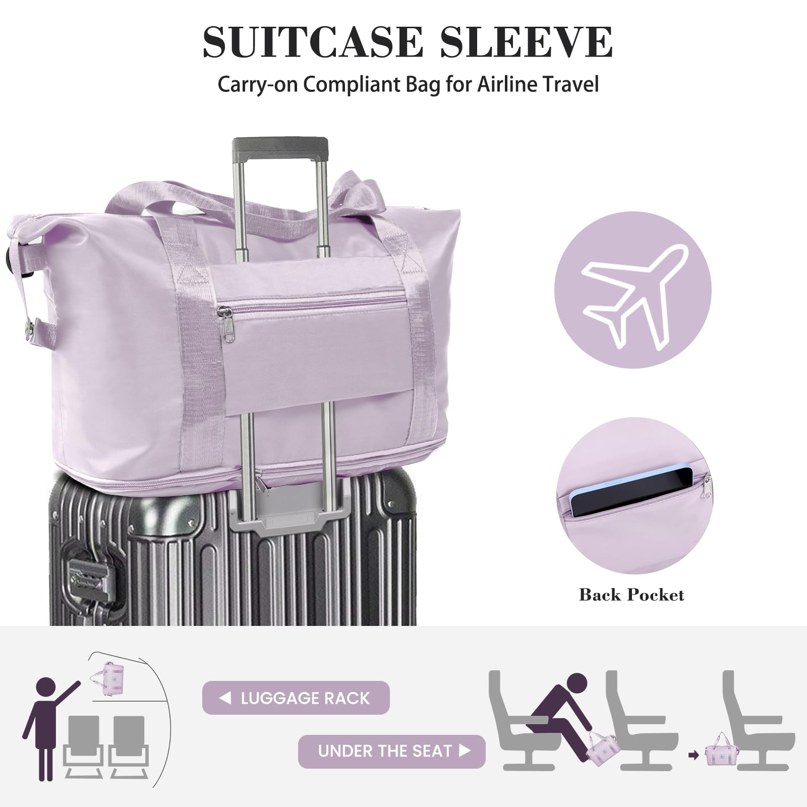 Pink Expandable Travel Duffel with Wet Pocket -  by Handbags Specialist Headquarter | Available at Handbags Specialist Headquarter