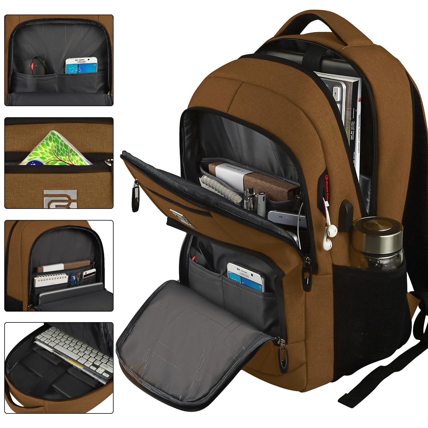 Volher Anti-Theft USB Laptop Backpack - Rose Red