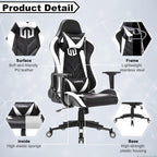 GOTMINSI Ergonomic Racing Desk Chair - White - Gaming Accessories by Handbags Specialist Headquarter | Available at Handbags Specialist Headquarter