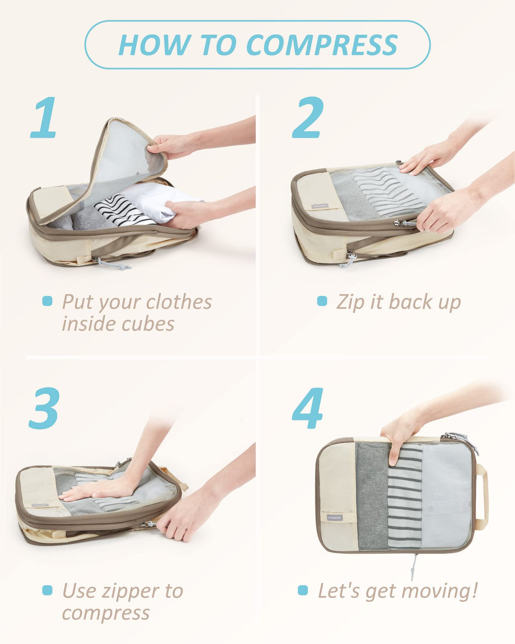 PackPro 6 Set Compression Cubes for Travel - Luggage Travel Bags by Handbags Specialist Headquarter | Available at Handbags Specialist Headquarter