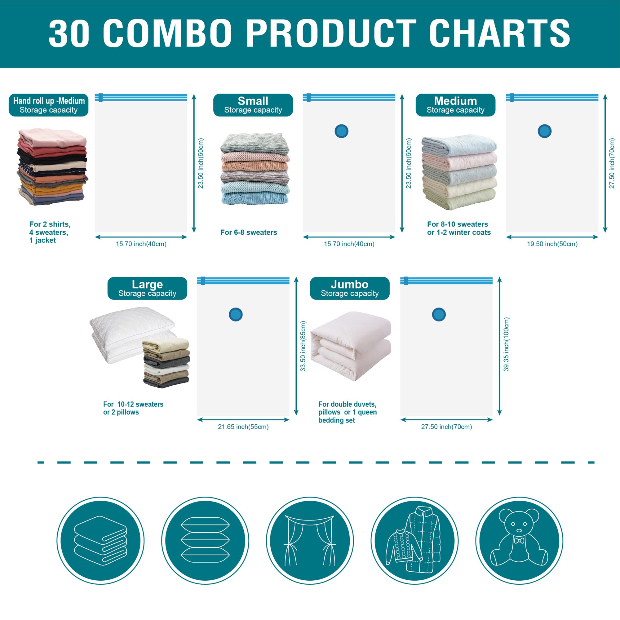 CozyVac Travel Bags with Pump - 6 Pack Space Savers -  by Handbags Specialist Headquarter | Available at Handbags Specialist Headquarter